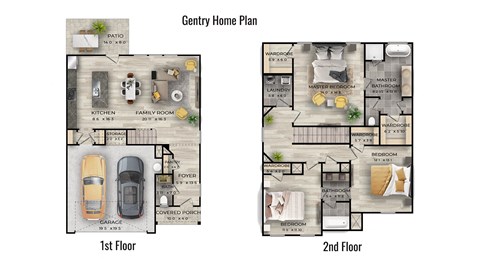 Floor plan for 3 beds, 2.5 baths, 1830 sqft